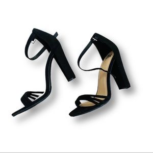 Staple piece velveteen high heels sandals buckle formal shoes